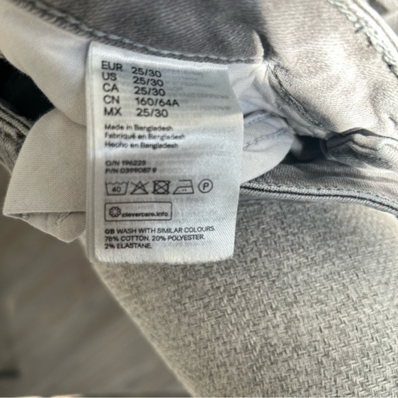 💋H&M &Denim super skinny distressed gray wash jeans 👖 denim 25/30 - Picture 8 of 10